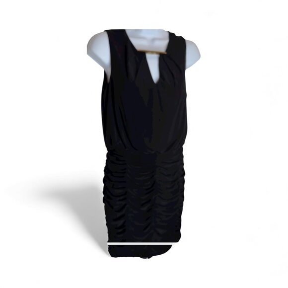 AIDAN BY AIDAN MATTOX SLEEVELESS BLACK ROUCHED DRESS - SIZE 6 - Picture 2 of 8